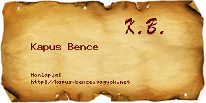 Kapus Bence névjegykártya